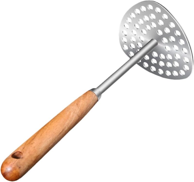 Wooden Handle 304 Stainless Steel Potato Masher Kitchen Tool - Image 1